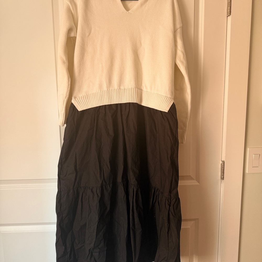 NWT English Factory Long-Sleeve Polo Twofer Midi Dress Sz L - Picture 4 of 9